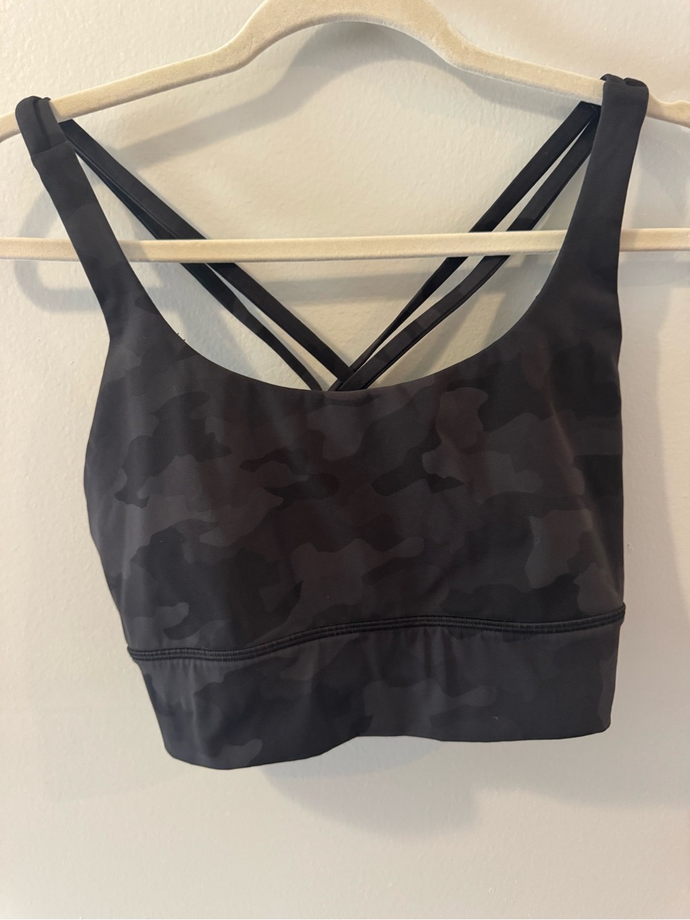 lululemon athletica Black Camo Strappy Back Sports Bra